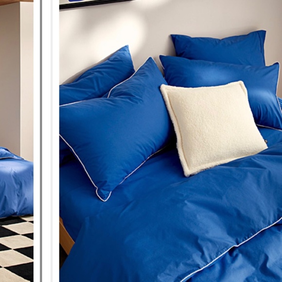 ISO IN SEARCH OF Simons Maison BLUE Contrasting piping colourful duvet cover set - Picture 2 of 4